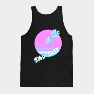 Sad Boy Vaporwave Aesthetic 90s 80s Glitch Art Tank Top